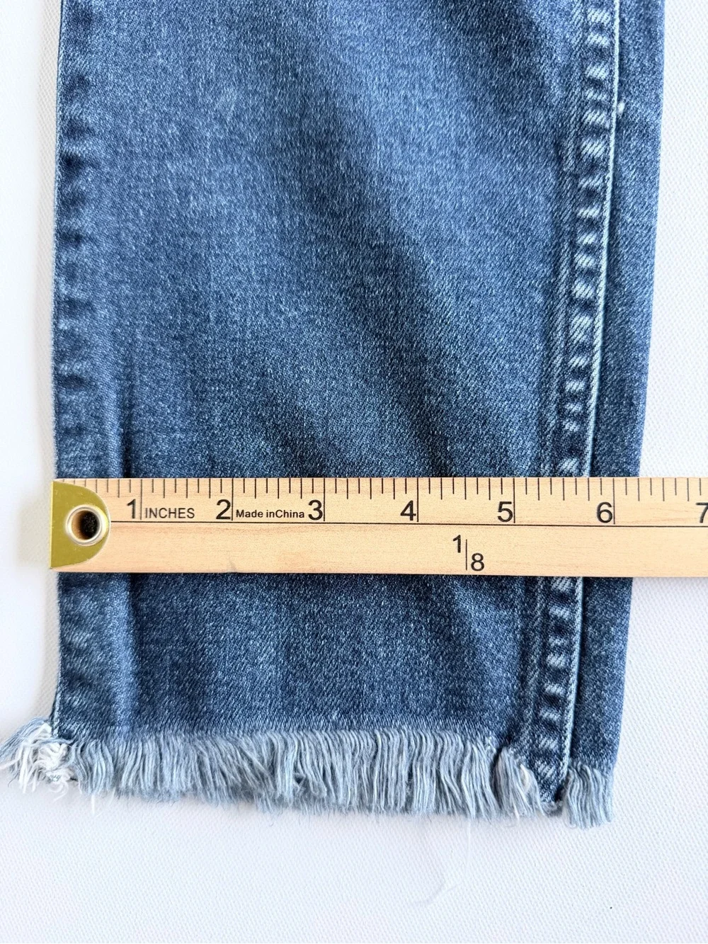 3x1 NYC Raw Hem Straight Leg Jeans 29 Mid Rise Stretch Blue Denim Frayed Hem